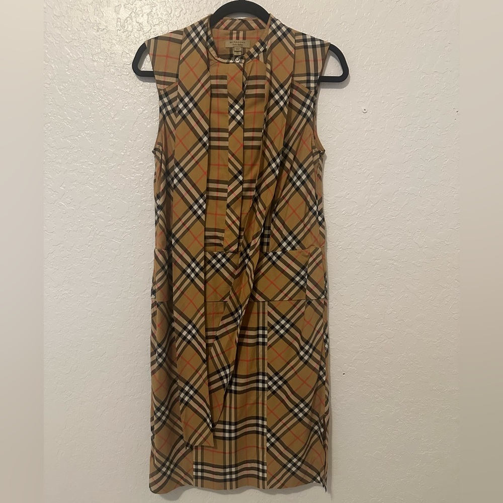Authentic Iconic Print Burberry Luna Sleeveless Tie-Neck Dress (Size 2) - Picture 5 of 10
